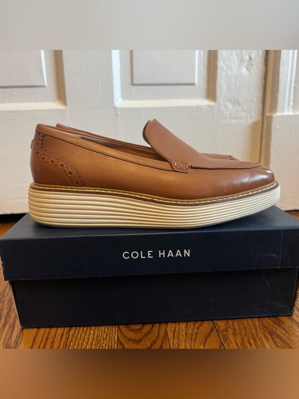 Cole Haan Leather Platform Loafer in Cognac - Picture 7 of 8